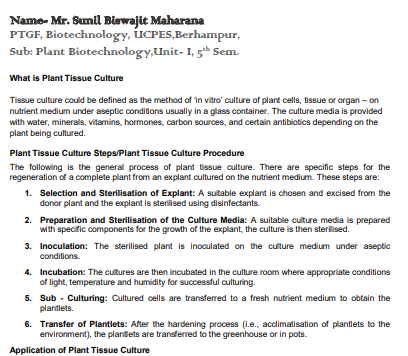 Plant Biotechnology